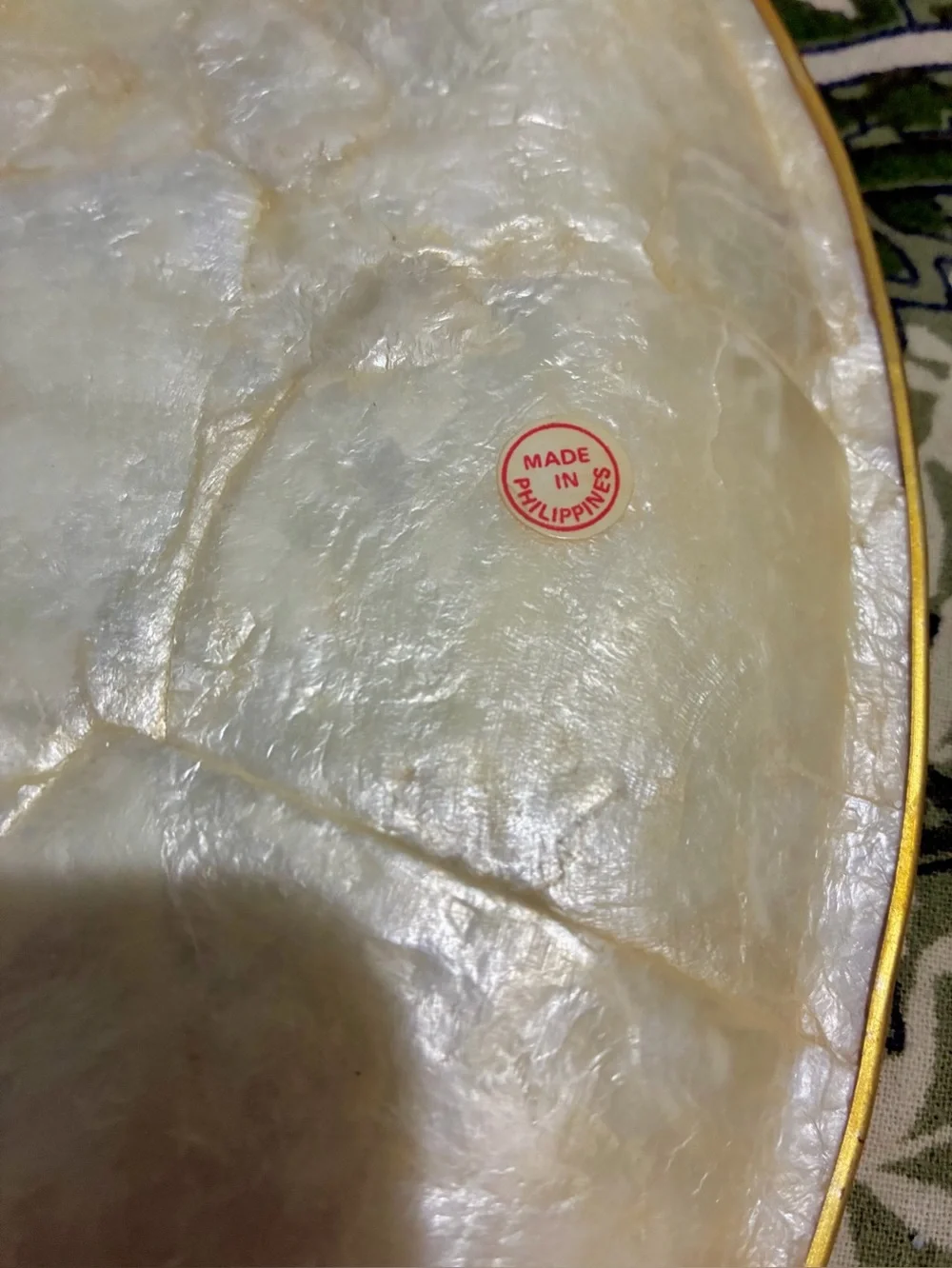 Vintage MCM Capiz Shell Tray made in Philippines 1960-70s. Some wear shown. GUC